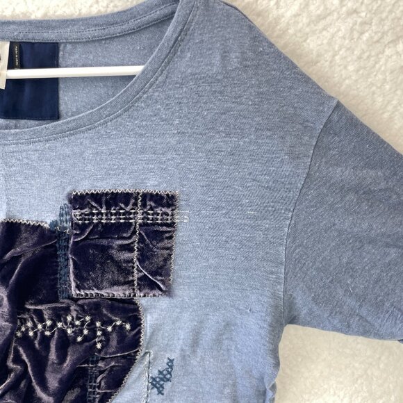 Anthropologie Akemi & Kin Velvet Patchwork Shirt Women’s Size S Boho Button Up - Picture 6 of 8